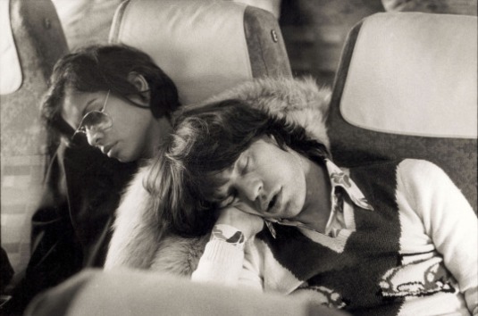 Mick Jagger & Bianca Jagger sleeping on a bus, Berlin, 1973..jpg